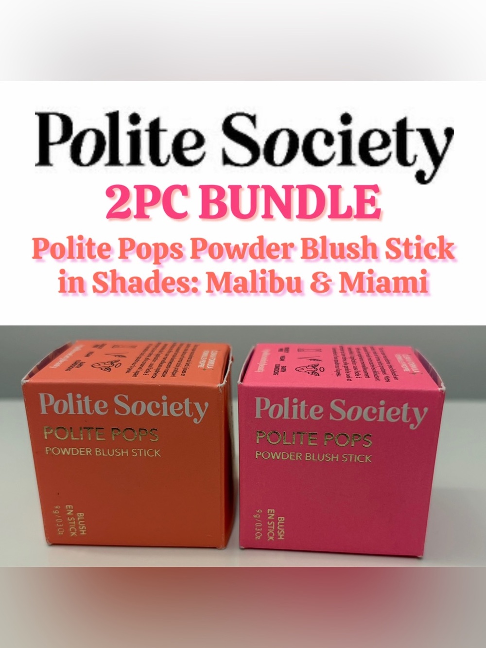 Polite Society Polite Pops Powder Blush Stick (2PC Bundle) - New In Box